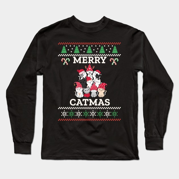 Merry Catmas Long Sleeve T-Shirt by VisionDesigner